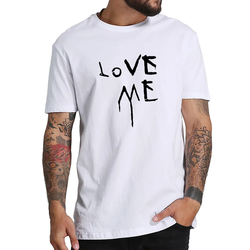 Хип хоп Футболка Love Me одежда для прогулок классный Мужская футболка черного