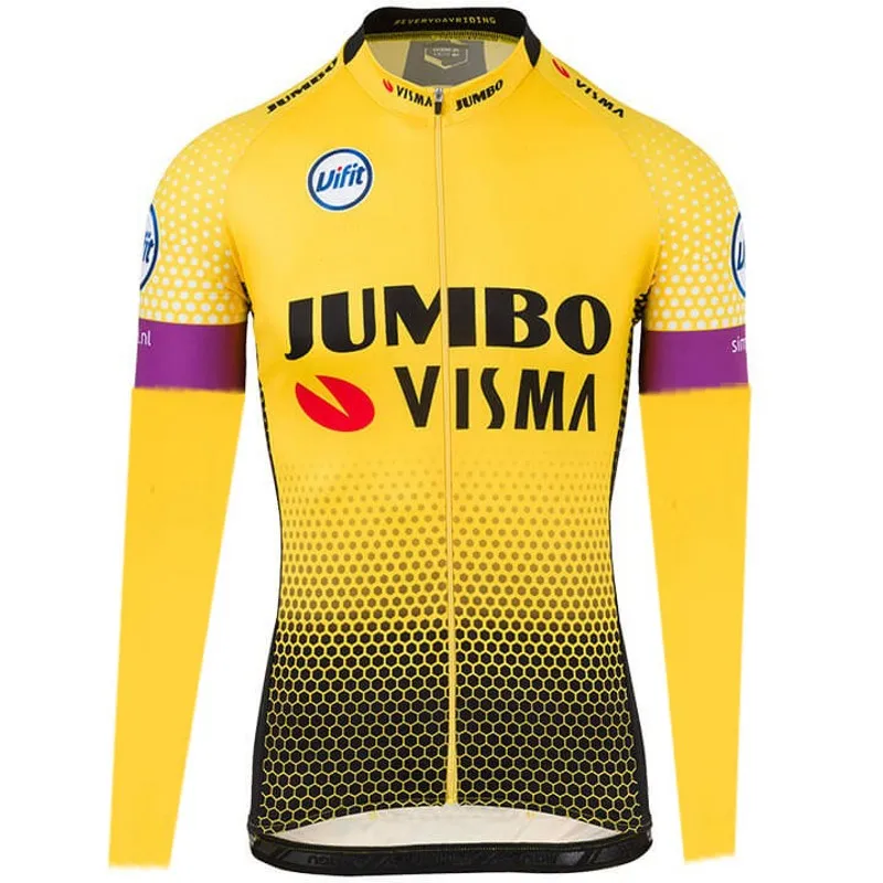 Зимние флисовые pro team jumbo visma Теплые Длинные рукава Велосипеды Джерси MTB Цикл Куртка maillot Ropa ciclismo