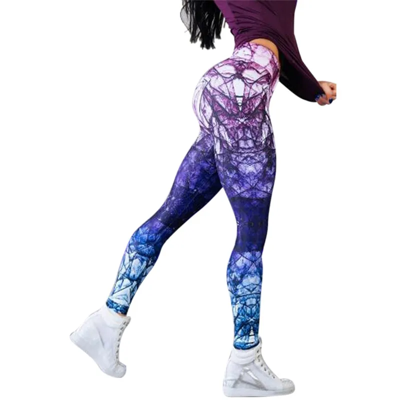 1set Female Women's Pencil Pants Sexy Leggings Fitness Slim High Waist Digital Print Trouser | Женская одежда