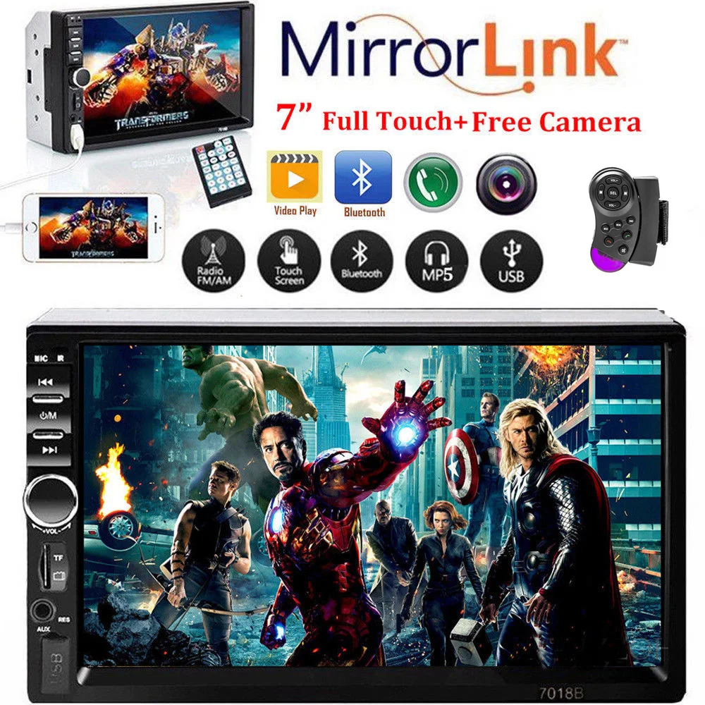 AMPrime 2 Din Автомагнитолы 2din универсальный 7 ''Mirrorlink MP5 FM мультимедийный плеер