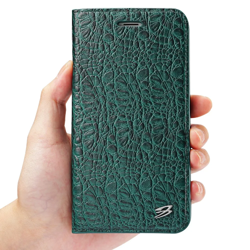(Зеленый) Fierre Shann чехол для iPhone 8 Plus чехлы из натуральной кожи 7/8 под крокодила