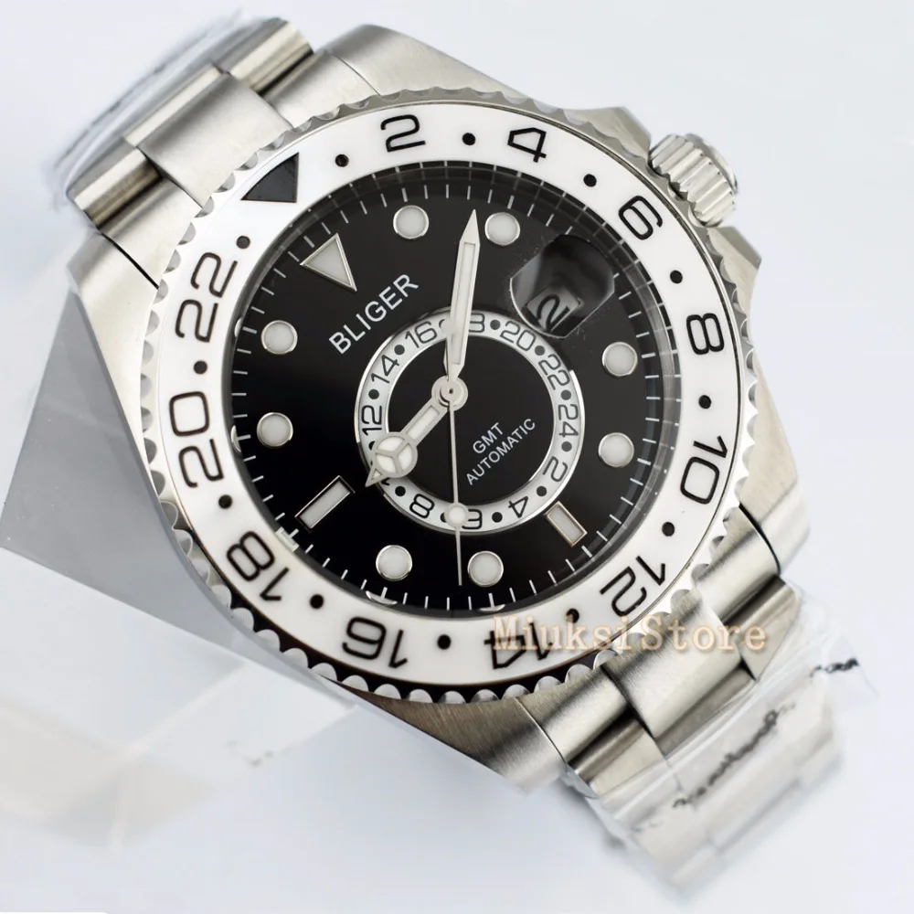 43 мм D'origine черный montre mode pour Top marque automatique multifoncments homme календириор мужские Lumineux |
