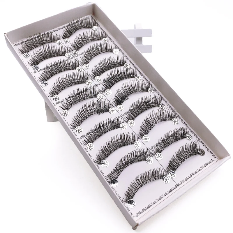 New transparent stalk false eyelashes 10 pairs with long curling Lashes Handwork Natural Long Wispy False Eyelashes | Красота и