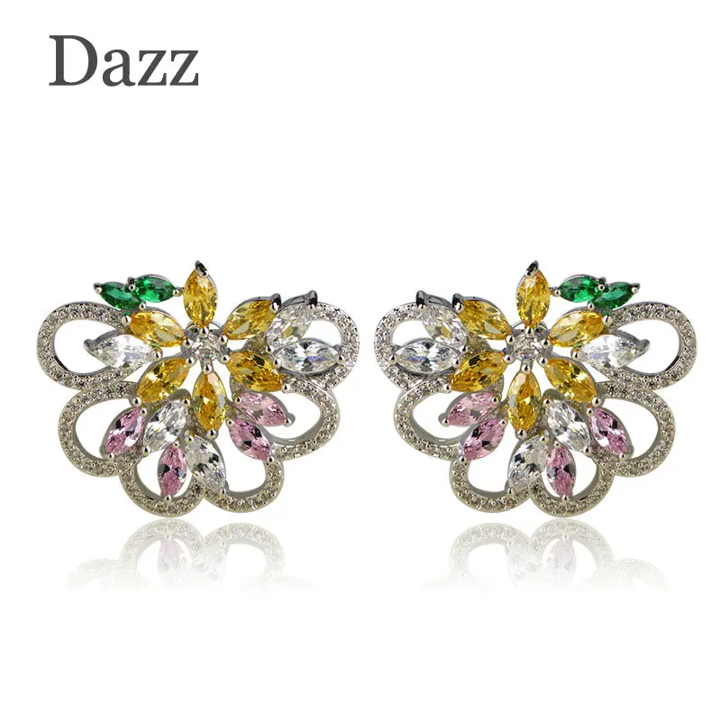 Dazz новые серьги-гвоздики в форме цветка со стразами великолепные аксессуары для