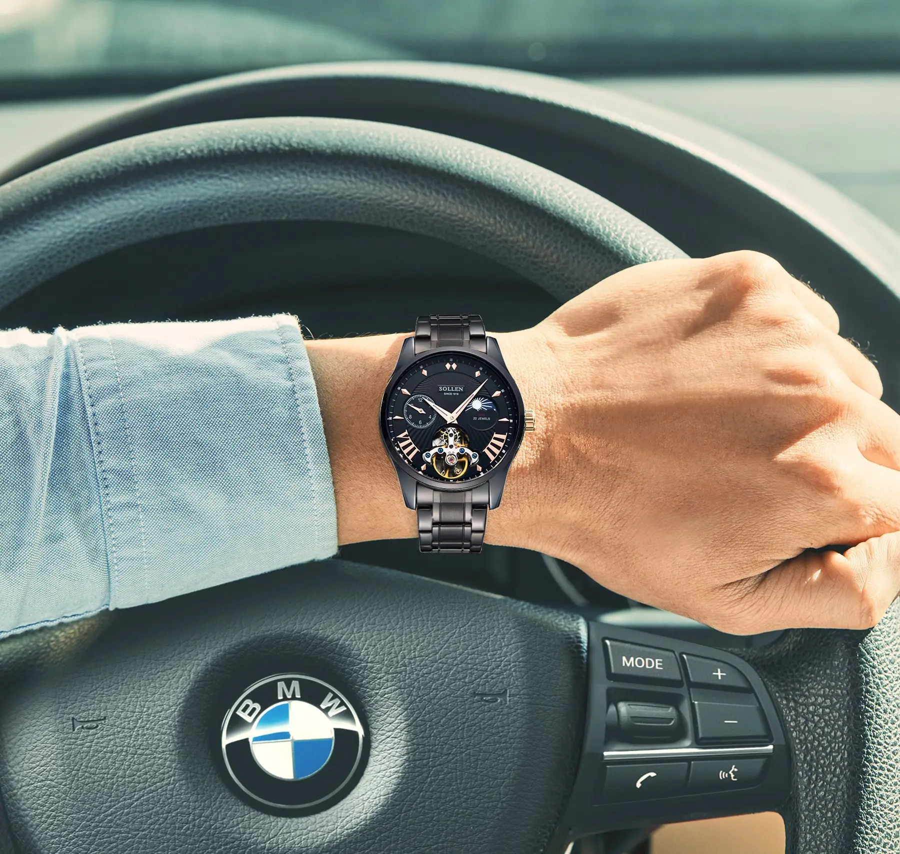 Мужские Водонепроницаемые механические часы-скелетоны из стали | Наручные часы