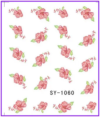 6 упак./лот блестящая водная наклейка наклейки на ногти цветок OLEANDER POT MARIGOLD CHINA ROSE