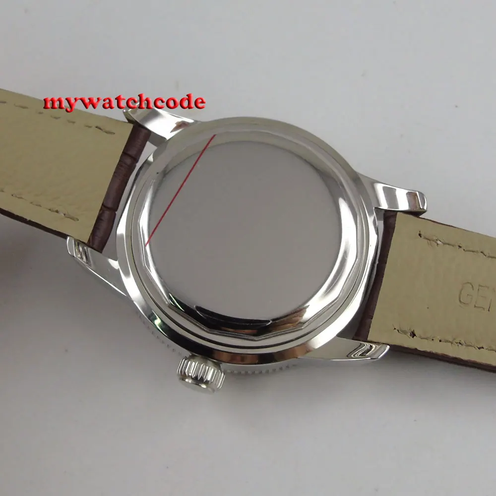 46mm Bliger Brown Dial Luminous Marks Leather Strap Date Window Automatic Mens Wrist Watch P97 | Наручные часы