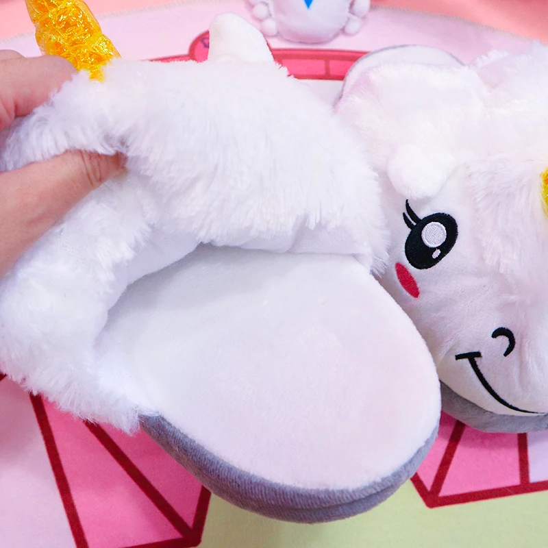 KEYITODO/Хлопковые домашние тапочки унисекс с единорогом Зимние теплые героями