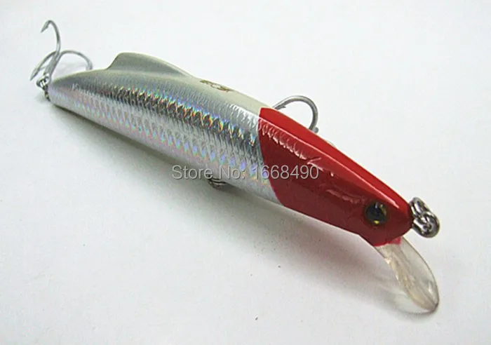 

Minnow Bait Fishing lure Fishing tackle Deep Swim Bait VMC Hook 14cm/30g Sinking Type White Body With Red Head Color