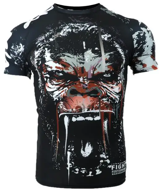 Мужская футболка с короткими рукавами MuayThai mma fight tops Gorilla enrage боксерские Майки
