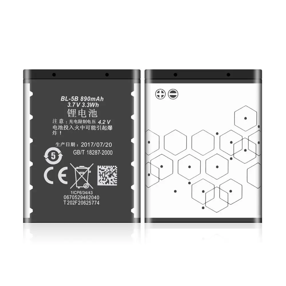 BL-5B Батарея BL 5B BL5B замена мобильного телефона для Nokia N80 N83 6120 6021 5300 5320 5208 5140 6020 7360 5070