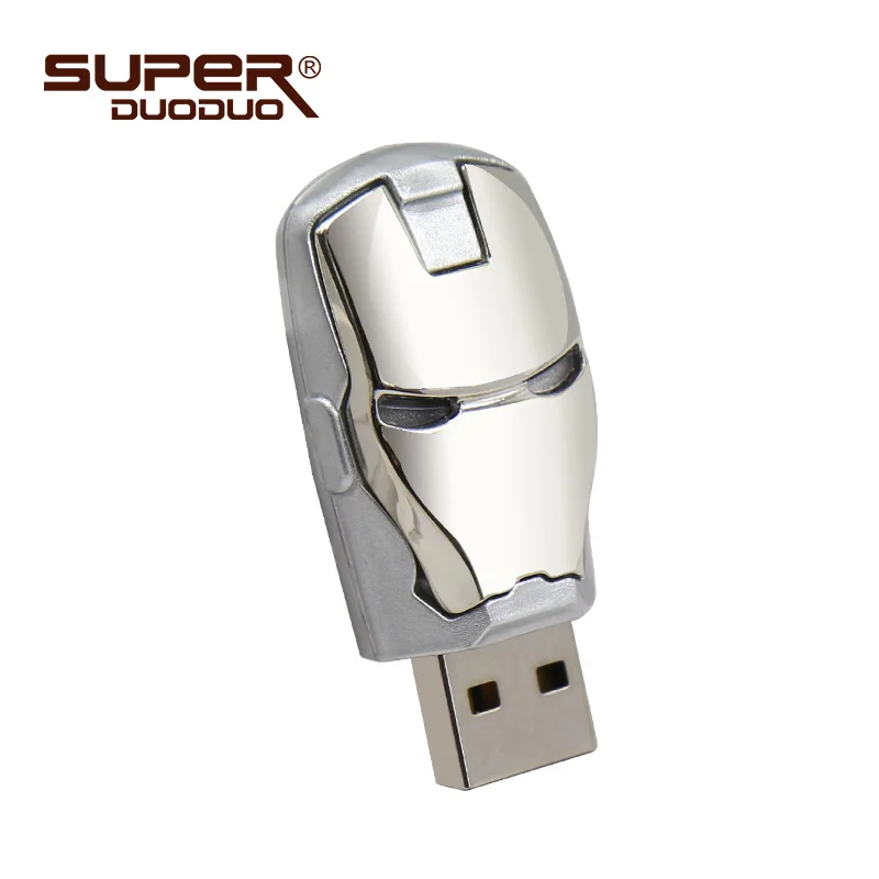 silver Дизайн мультфильм Блестящий супергерой Железный человек Флешка USB флэш-накопитель 4 ГБ 8 ГБ 16 ГБ 32 ГБ флеш-накопитель - Цвет: silver