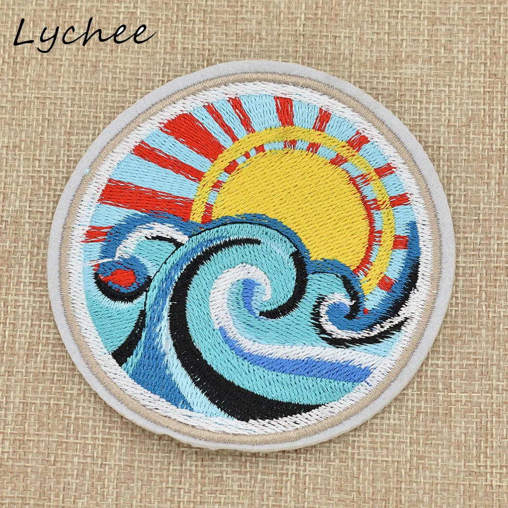 Lychee красочные круглой формы Япония Harajuku солнечные нашивки Surf волны океана Утюг
