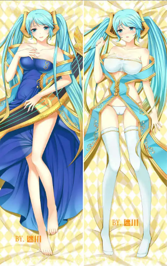 

popular game anime characters Sexy girl ahri & sona buvelle & katarina pillow cover ashe & jinx & riven & soraka Dakimakura