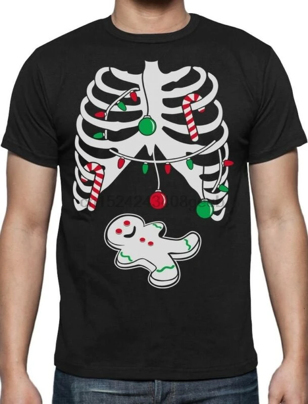 Скелет Xray ребра клетка с пряниками для рождества забавная футболка идея подарка |