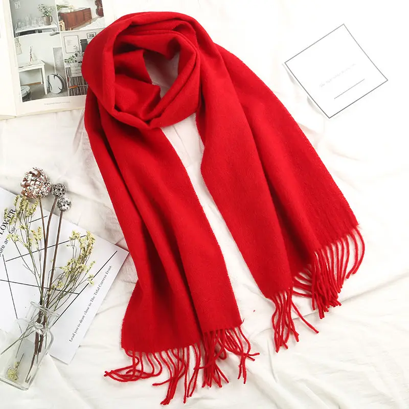 

Women Pashmina Shawl and Scarves Solid Wrap Fashion Tassel Pashmina Thicken Warm Scarves 100% Cashmere Blanket Wrap
