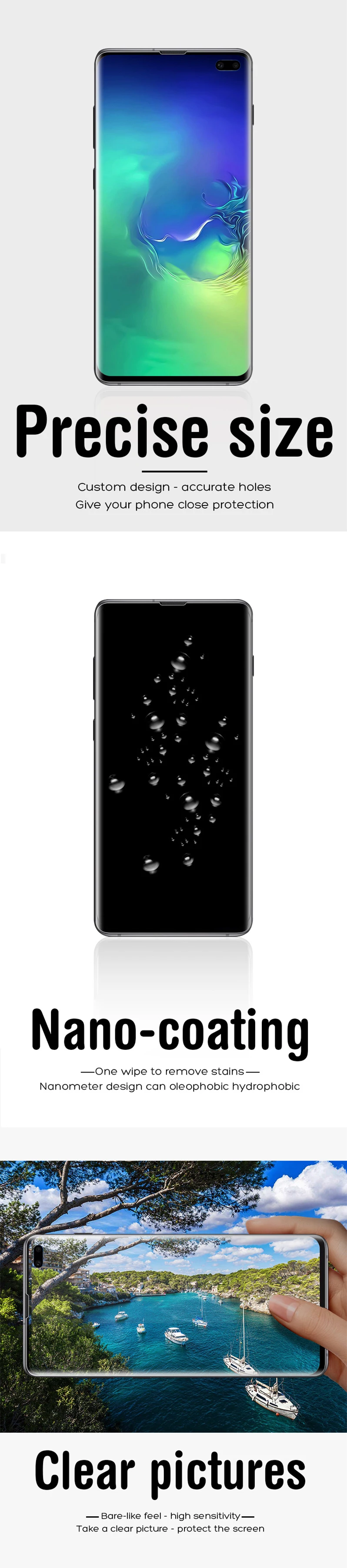2 шт. для задней панели+ спереди 0,15 мм Защитная пленка для samsung S10e Экран протектор тонкий полный охват с обмоткой эластичной пленкой для samsung Galaxy S10Plus