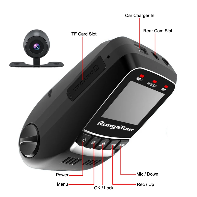 Двойной объектив Мини Автомобильный видеорегистратор Автомобильная камера