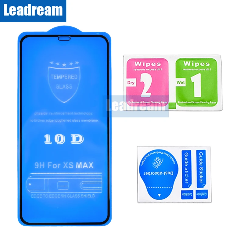 Leadream 100 шт 10D Защитное стекло для экрана iPhone 11 Pro MAX X XR Xs Max 10D закаленное стекло для iPhone 6 6S 7 8 Plus