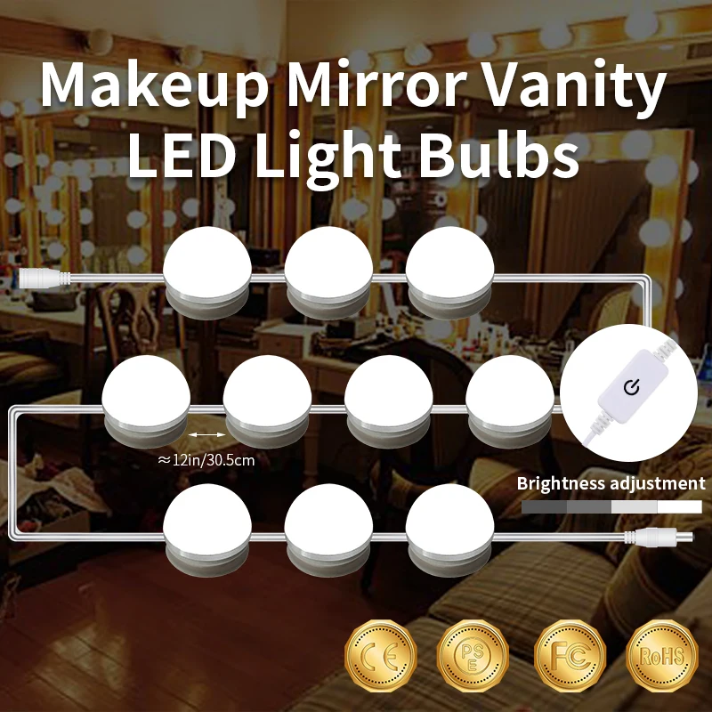 DC12V Голливуд Стиль макияж зеркало светодиодный свет Bulb16W US EU адаптер для розеток