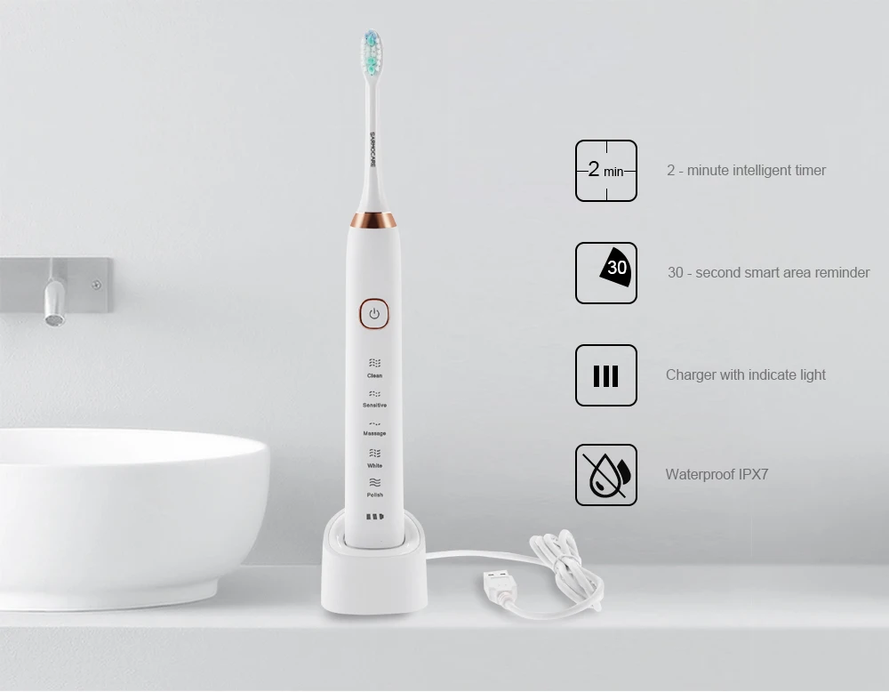 SARMOCARE S100 акустическая волна электрическая зубная щетка отбеливающая для ухода за зубами инструмент для чистки