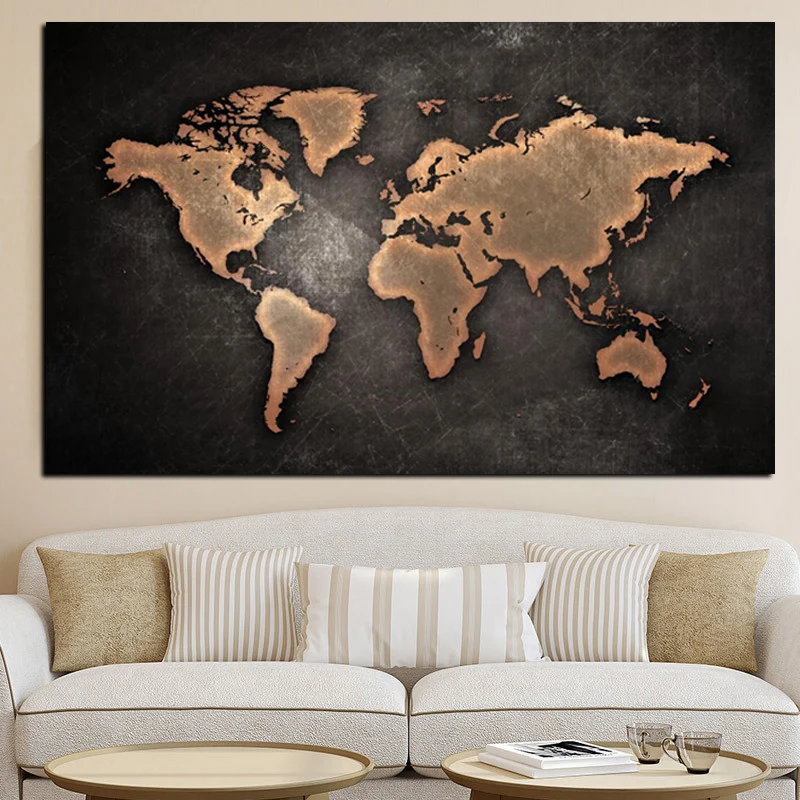 

X103 YIKEE wall painting scandinavian on canvas map poster and prints vintage for living room decoration pictures
