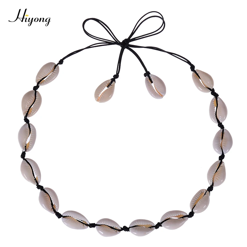 Shell Necklace-13 HIYONG, новая мода, натуральный Каури, ожерелье, ручная работа, Тканое, регулируемое, бохо, Гавайское море, пляж, чокер для женщин, девушек, ювелирное изделие - Окраска металла: Shell Necklace-13