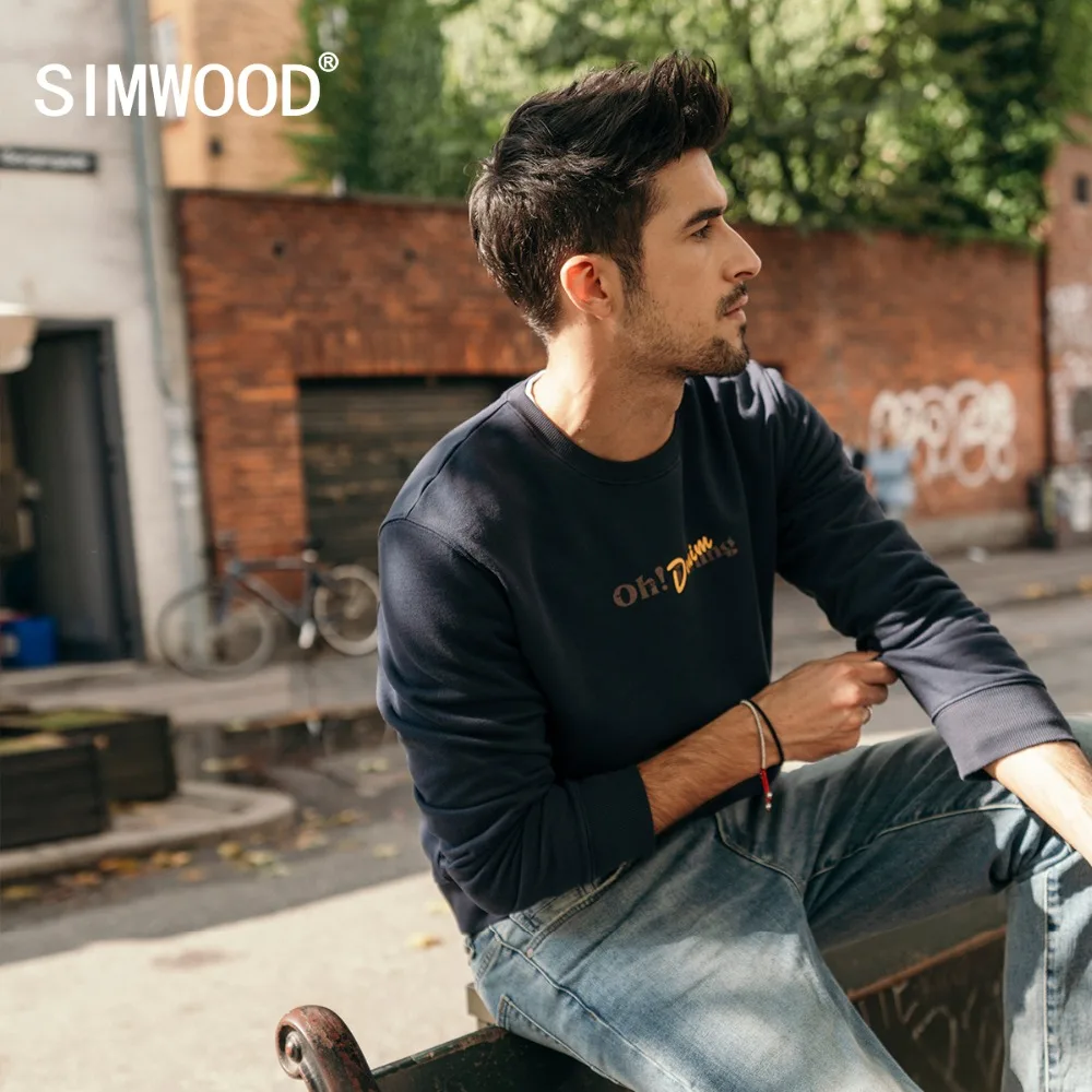 Мужское худи из хлопка SIMWOOD, свитшот большого размера, брендовая одежда высокого качества, новая модель 180476 на осень