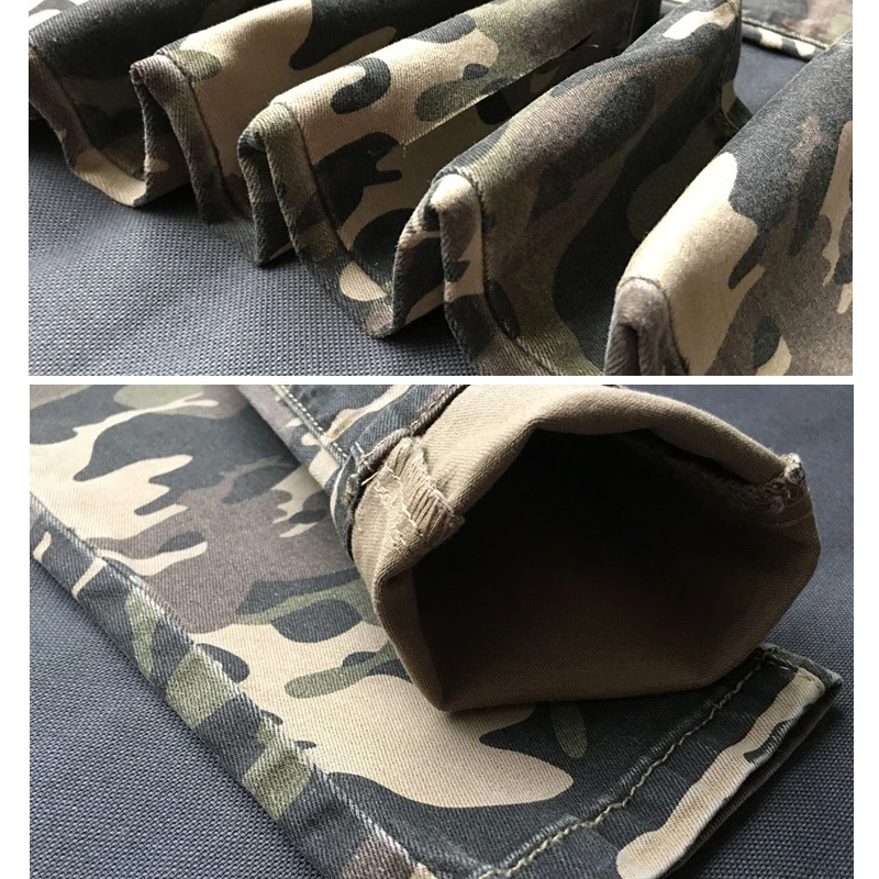 Шикарный военные камуфляжные джинсы для Для женщин Высокая Талия рваные женские Стрейчевые джинсы-скини джинсы с разрезами на коленях в стиле милитари с камуфляжным принтом джинсовые узкие брюки