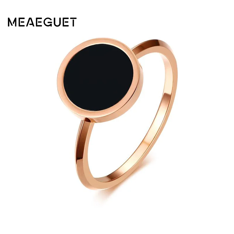 Meaeguet розовое золото цвет Уникальные Эмалированные кольца для женщин нержавеющая сталь любовь кольцо Женское Обручальное Кольцо Anel обручальное ювелирное изделие