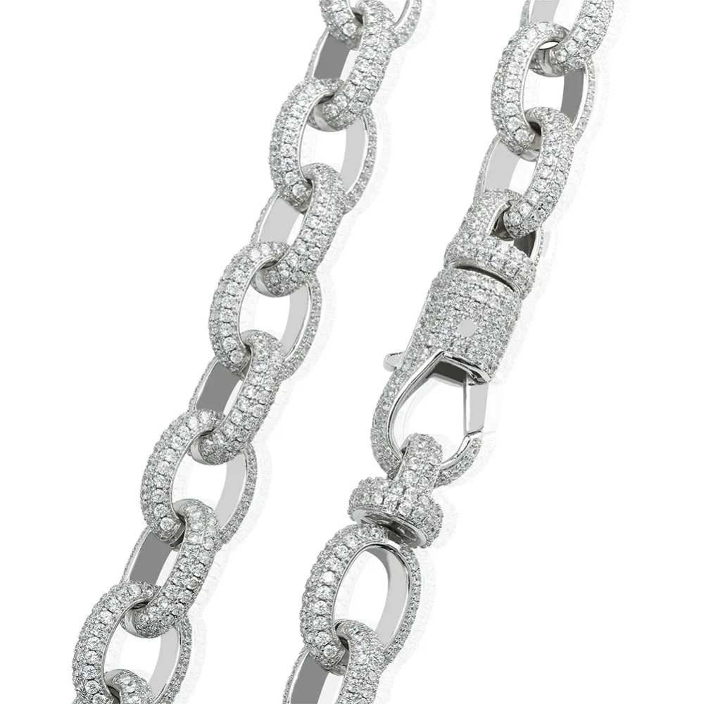 Новое поступление 15 мм ширина витая Цепочка мужской браслет Iced Out AAA+ Bling кубический цирконий хип-хоп/панк золотые подвески серебряного цвета
