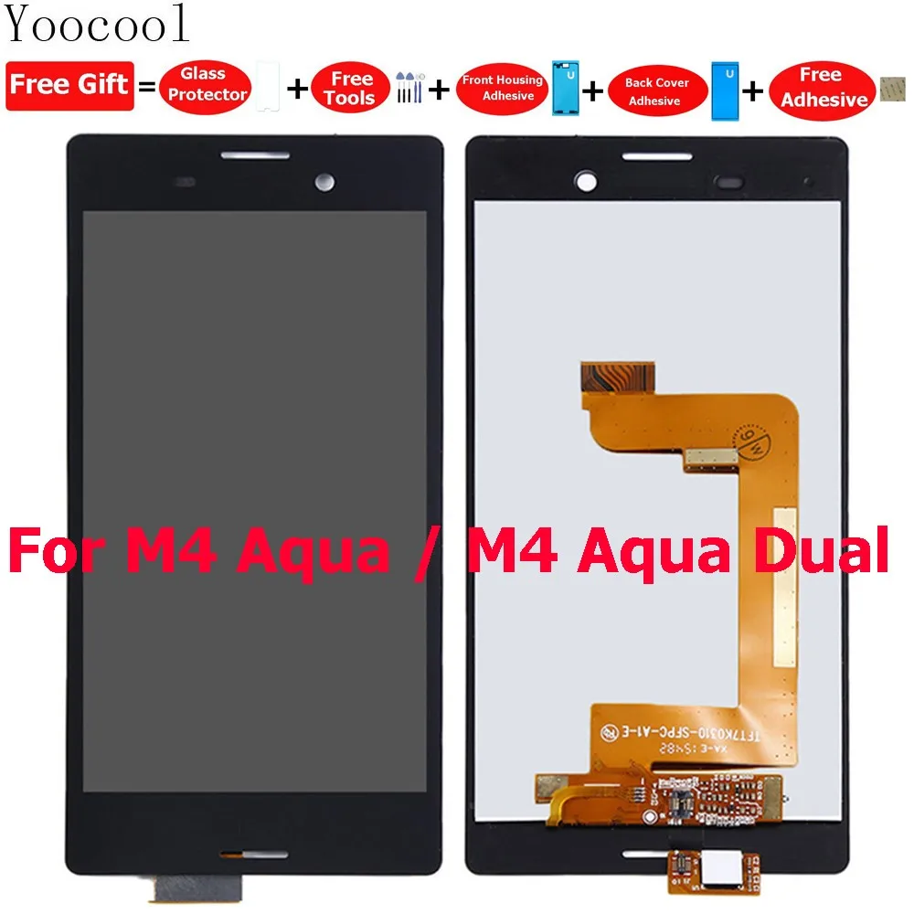 10 шт./лот yoocool Замена ЖК-дисплей Экран для Sony Xperia M4 aqua Dual Дисплей с Сенсорный экран