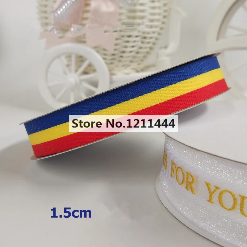 25Yards/Roll Blue Yellow Red Three Color Germany Grosgrain Ribbon Flower Bouquet Gifts Boxes Packing Decoration | Дом и сад