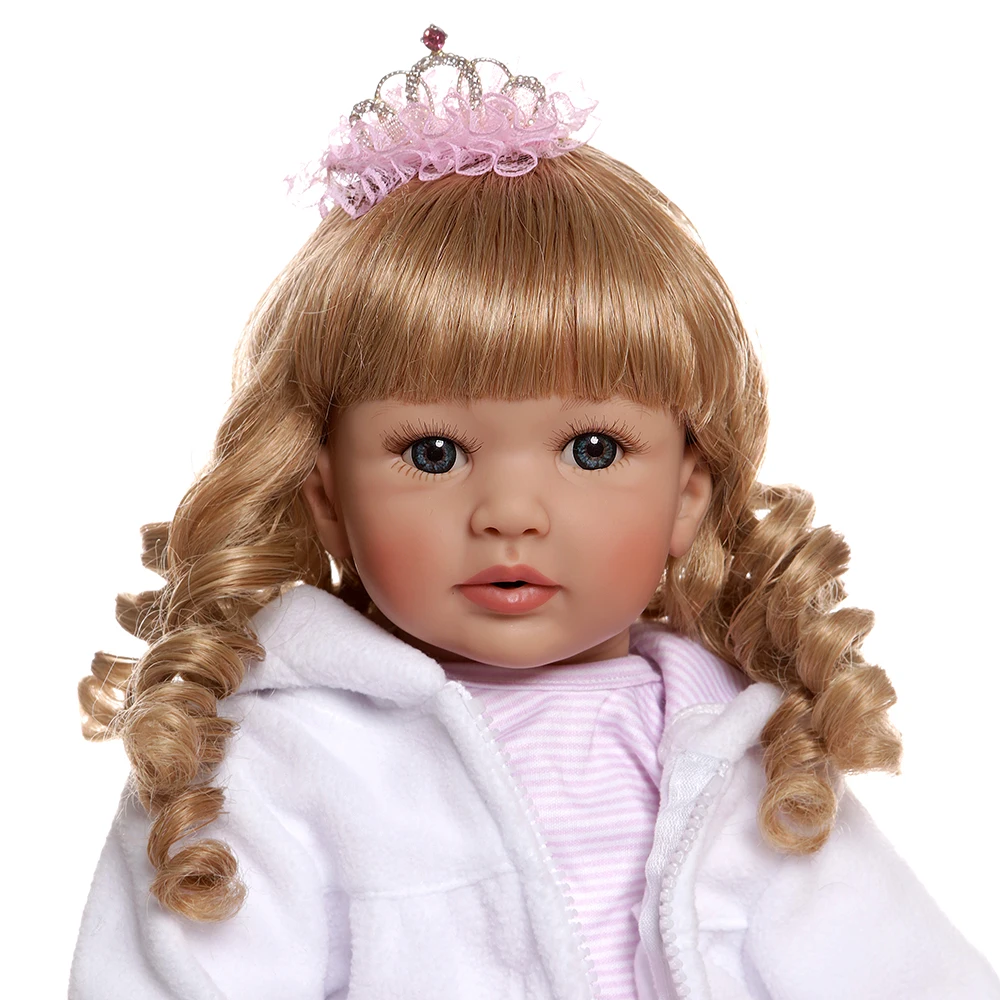 60CM Silicone reborn toddler baby girl doll vinyl blonde babies child bedtime accompanying Christmas gift present | Игрушки и хобби