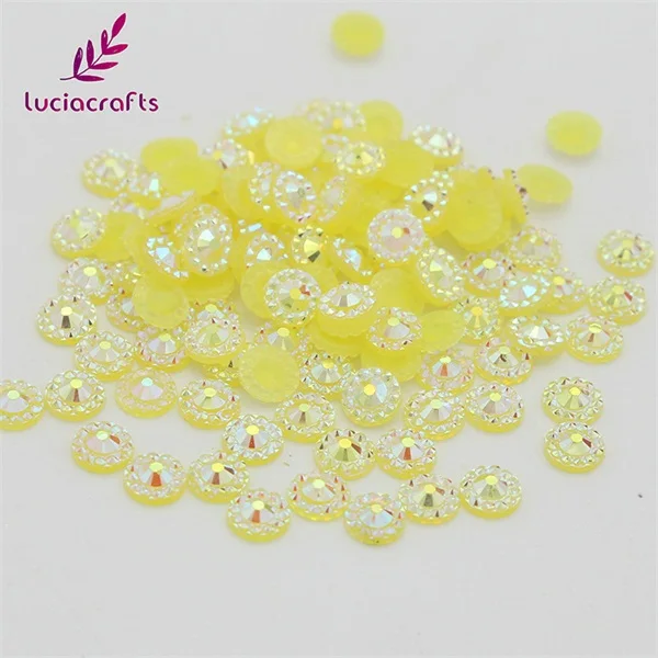 Yellow 144pcs Lucia crafts 144 шт/288 шт 5 мм варианты нескольких цветов блеск Подсолнух смолы дрель плоская задняя часть шарика украшения G0209 - Цвет: Yellow 144pcs