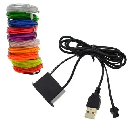 USB 5V EL Wire неоновый светодиодный светильник s светящийся стробинг освещение салона автомобиля Хэллоуин Рождество Танцевальная вечеринка Декор светодиодный струнный светильник - Испускаемый цвет: USB Drver el wire