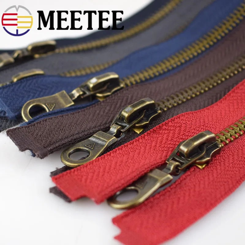 Бронзовая кожаная куртка Meetee с открытым металлическим замком 5 шт. 70 см # ручная
