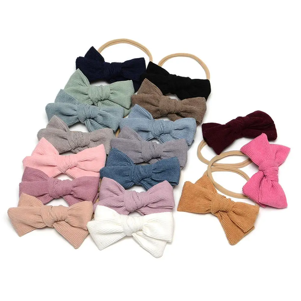 Mixed 17 Colors 17 шт./лот вельветовое платье с перьями Детская повязка на голову с бантиком fabricbaby девочек ленты-бантики для волос Мягкий Нейлоновый Ворс аксессуары 17 Цвета JFNY114 - Цвет: Mixed 17 Colors