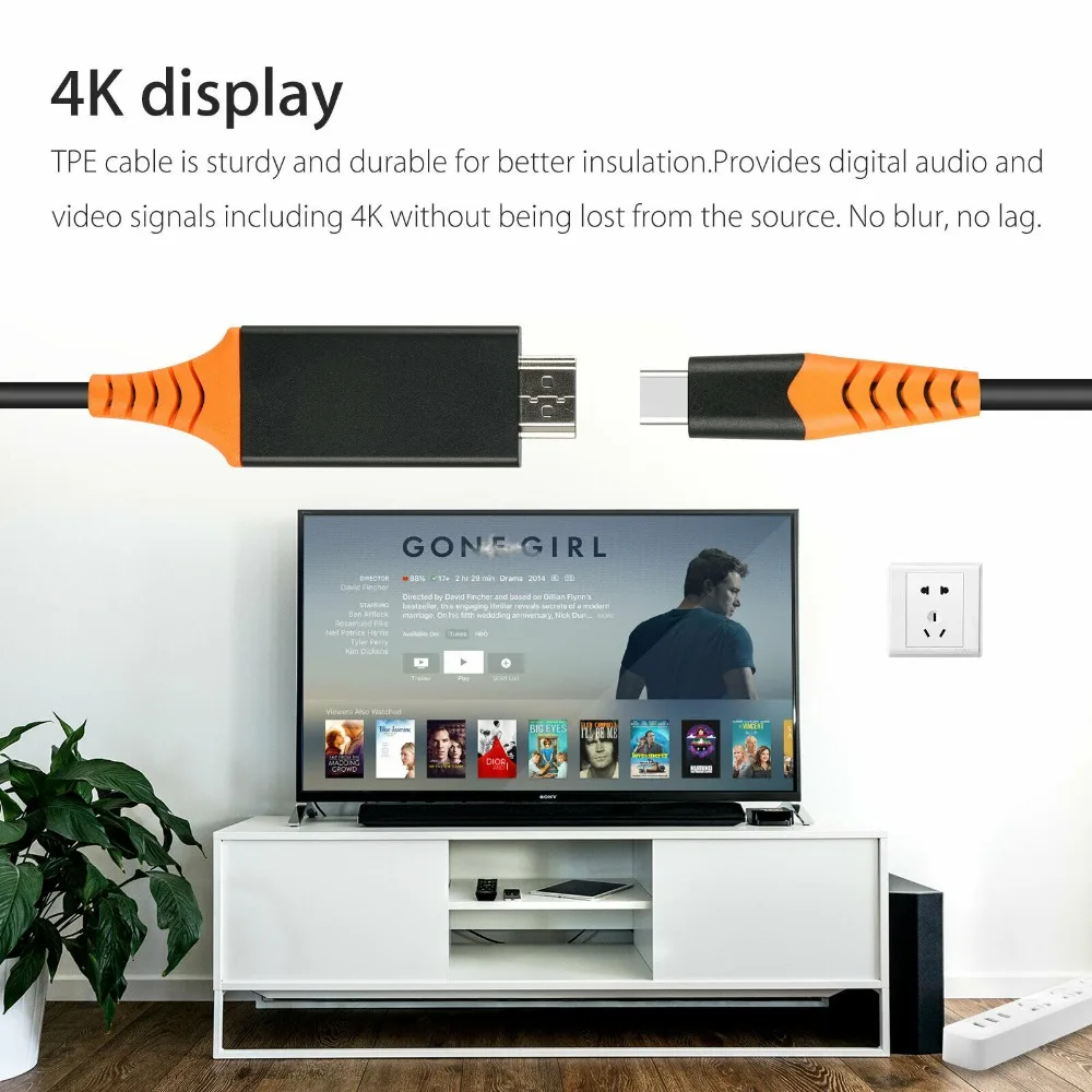 USB-C Тип с разъемами типа C и 4 K HDMI HD ТВ кабель-переходник для телевизора для samsung S9 S10 Note 9 MacBook