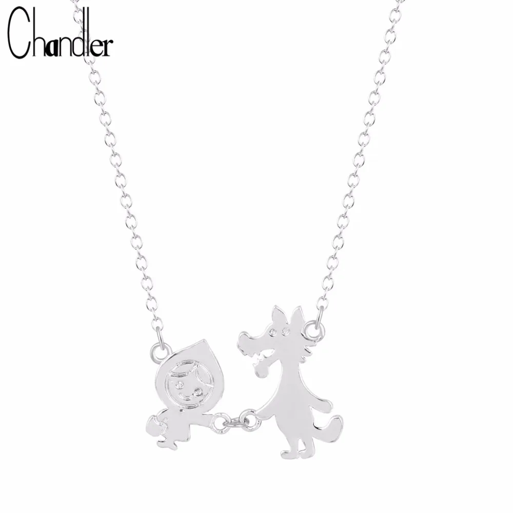 Ожерелье Chandler с маленьким красным капотом для верховой езды и подвеской волка