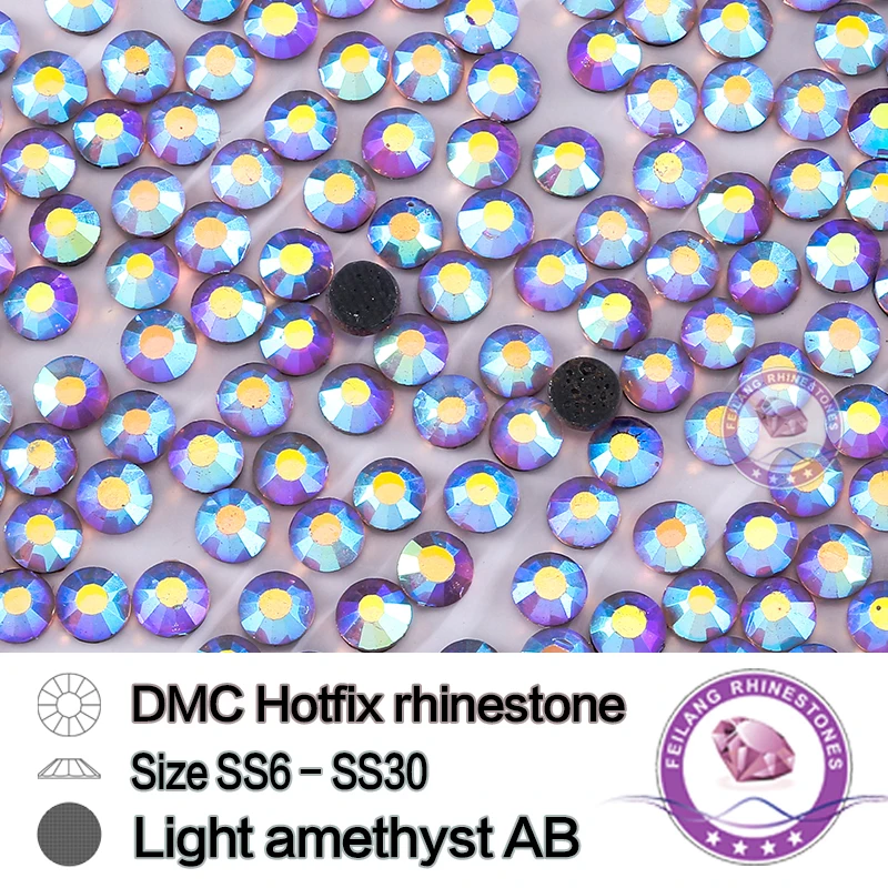 

Легкий аметист AB DMC исправление горный хрусталь SS6 SS10 SS16 SS20 SS30 теплопередача для свадебных платьев