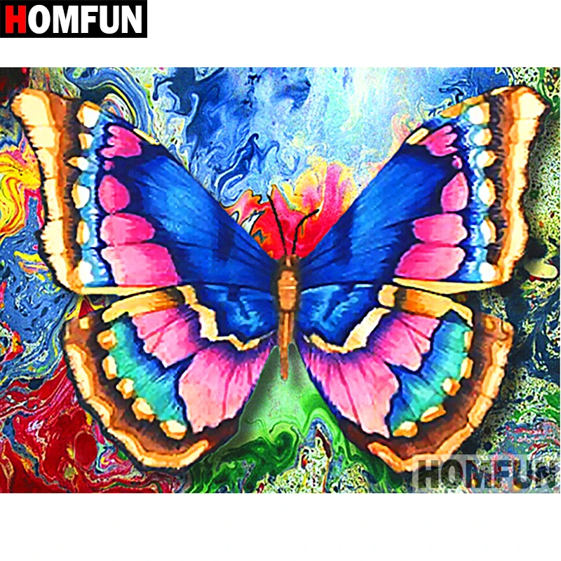 

HOMFUN 5D DIY Diamond Painting Full Square/Round Drill "Color butterfly" Embroidery Cross Stitch gift Home Decor Gift A09072