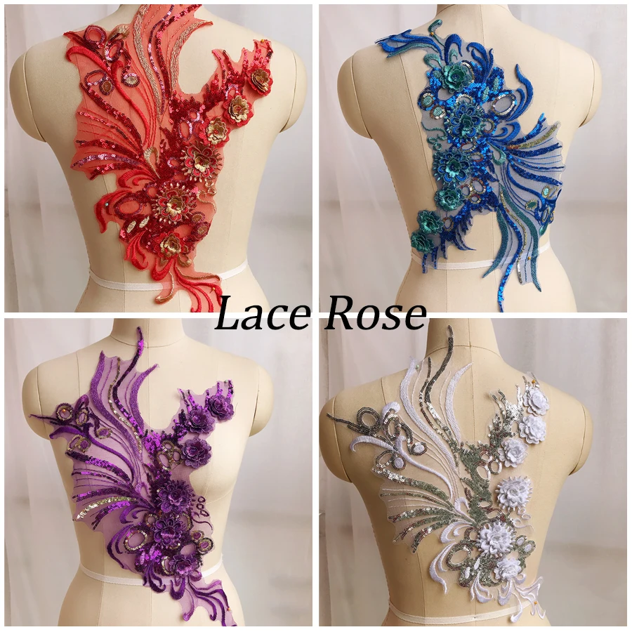 

3D Flower Sequins Mesh Embroidery Applique For Evening Dress Sew On Decoration Patches Accessories Diy Cloth Stickers Material
