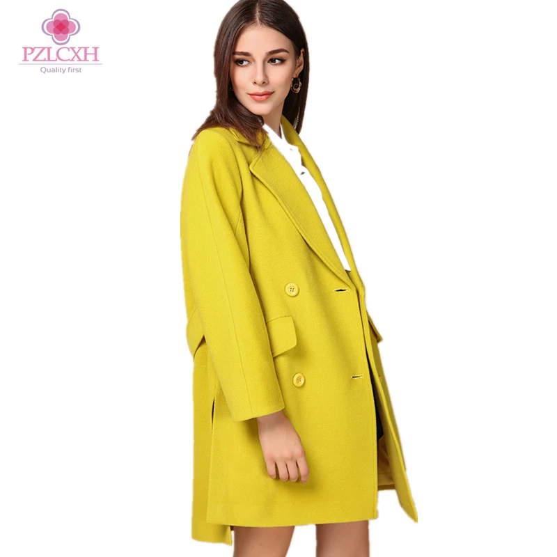 Pzlcxh Новинка 2017 года осень Зимняя одежда женские длинные Дизайн Шерстяное пальто