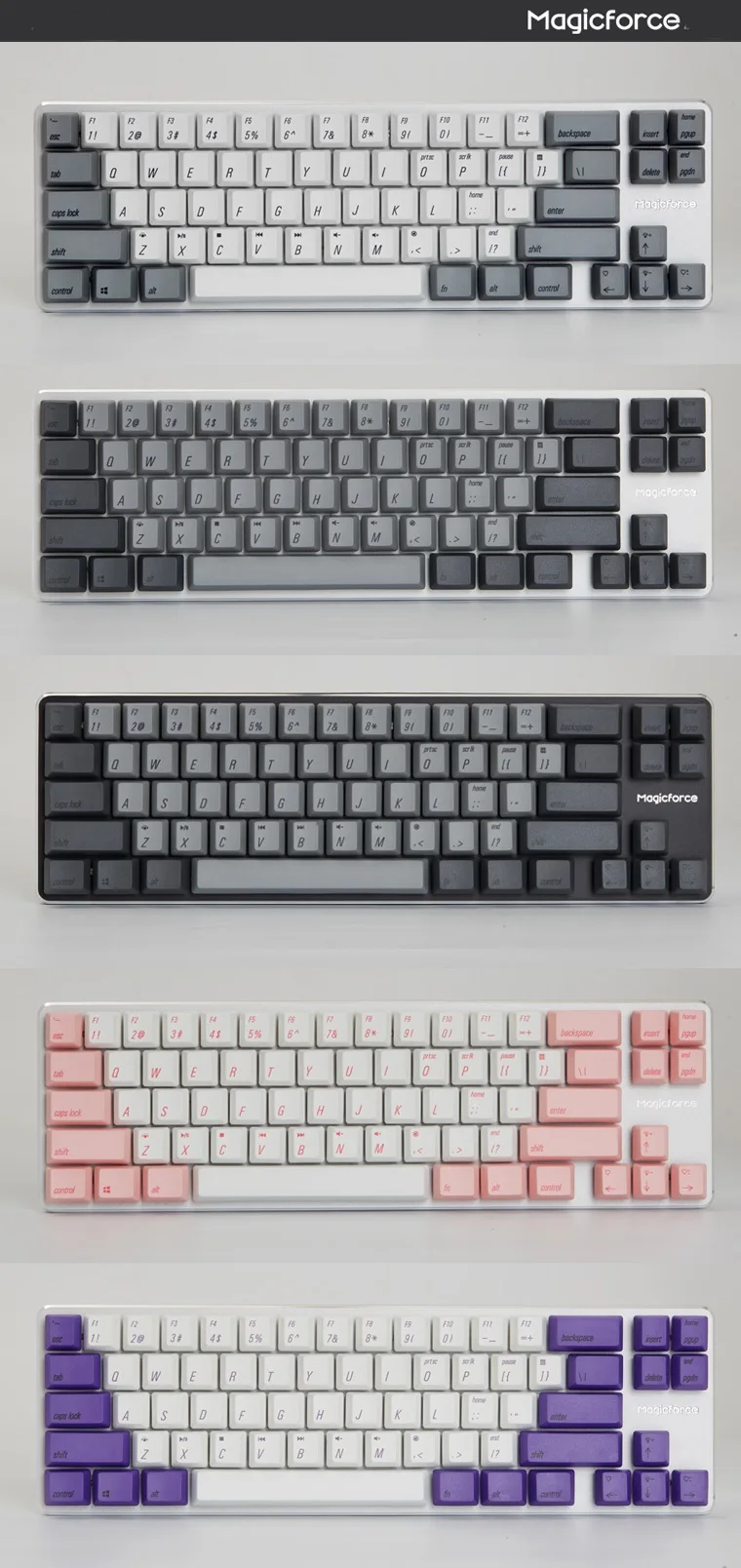 Все новые Qisan Magicforce 68 PBT сублимационная Версия USB Проводная Механическая клавиатура с подсветкой Gateron Cherry Axis