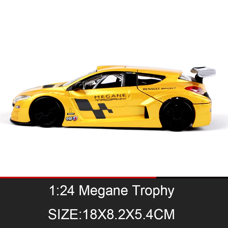 Bburago 1:24 Megane трофей желтый литья под давлением модель автомобиля металла гоночный