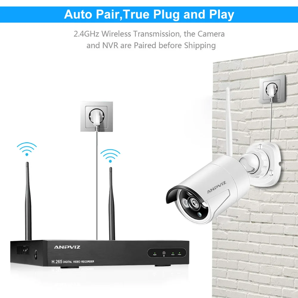 Anpviz Беспроводной камер безопасности System 1080p 4CH HDMI NVR с (4) 960 P HD 1.3MP всепогодный