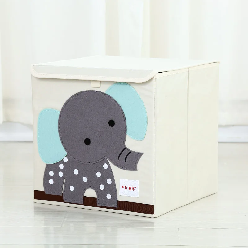 Elephant ONEUP 3D вышивка мультфильм животных складной ящик для хранения 33*33 игрушки органайзер ящик Органайзер для хранения нижнего белья коробки держатель коробка - Цвет: Elephant