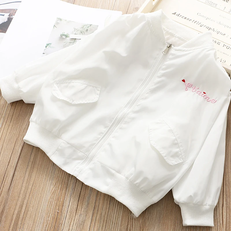 Girls Jacket 2019 Spring New Children's Clothing Fashion Letter Embroidery Stand Collar Long-Sleeved Zipper Trend | Детская одежда