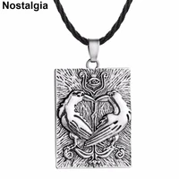 nostalgia irish animal amulet birds square rectangle pendant necklace evil eye bird jewelry for good luck